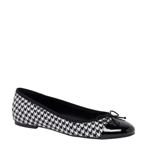 NWOB NINE WEST Prosep Ballet Flat Shoes Size 10 Houndstooth Black White - Picture 1 of 8
